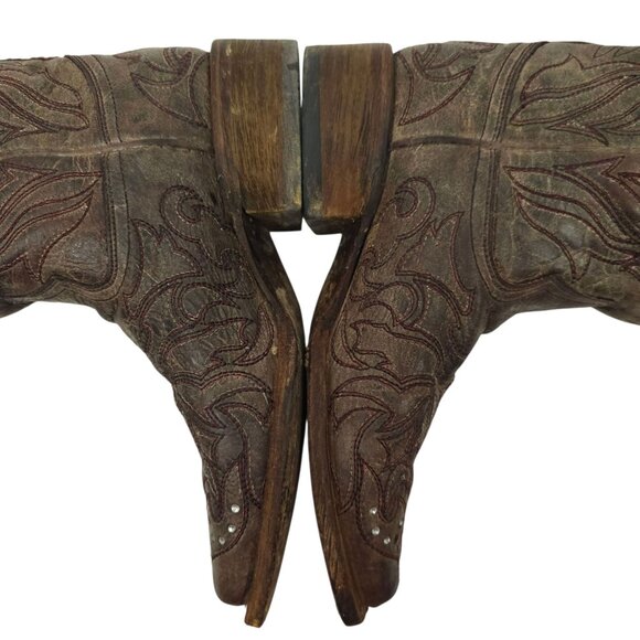 Corral Western Boots Leather Women 6.5M Cross Stud Embroidery Square Toe Cowgirl - Picture 14 of 14